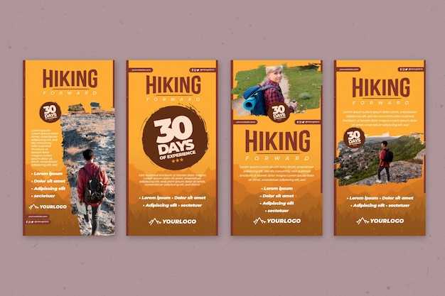 Free vector instagram stories collection for hiking