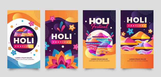 Instagram stories collection for holi festival celebration