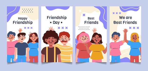 Raccolta di storie di Instagram per la celebrazione della giornata internazionale dell'amicizia