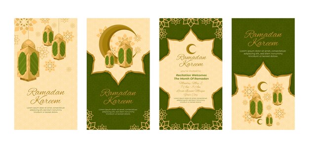 Free vector instagram stories collection for islamic ramadan celebration