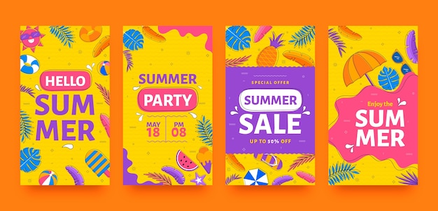 Free vector instagram stories collection for summer sale