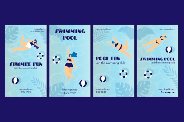 Instagram stories collection for swimming club