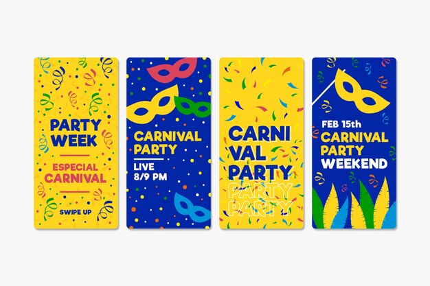 Instagram stories collection with carnival party