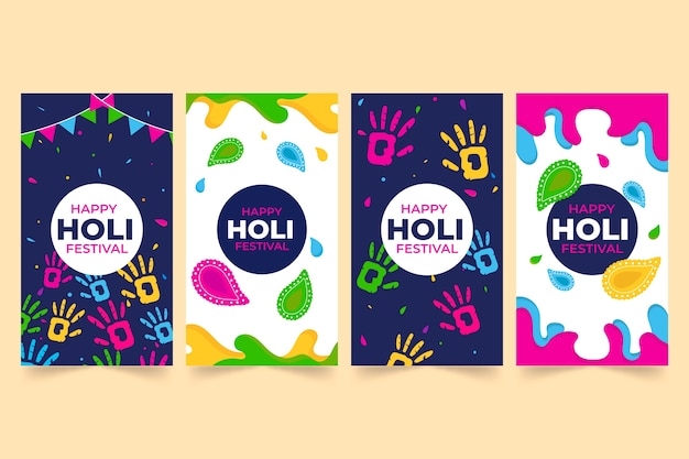 Instagram stories collection with holi festival design