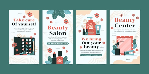 Free vector instagram stories collection for women's beauty and care