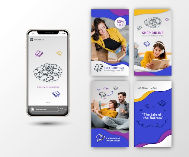 Instagram stories collection for world book day celebration