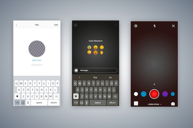 Raccolta di modelli di interfaccia storie instagram