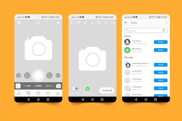 Free vector instagram stories interface template concept