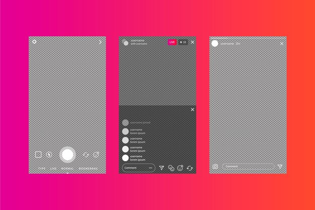 Instagram stories interface template and gradient background