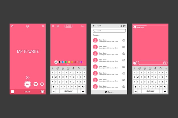 Free vector instagram stories interface template with pink tones