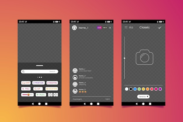 Free vector instagram stories interface template