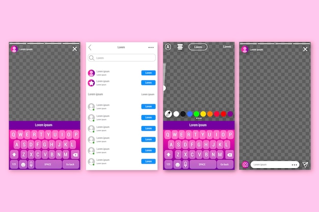 Modello di interfaccia storie instagram