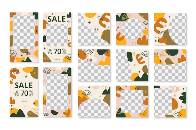 Vettore gratuito storie di instagram e modelli di raccolta di post