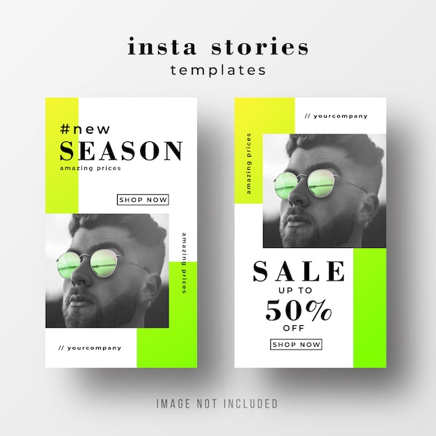 Vettore gratuito modello di vendita di instagram stories con colori al neon
