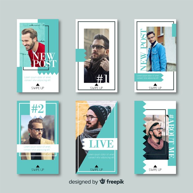 Instagram stories template with abstract shapes