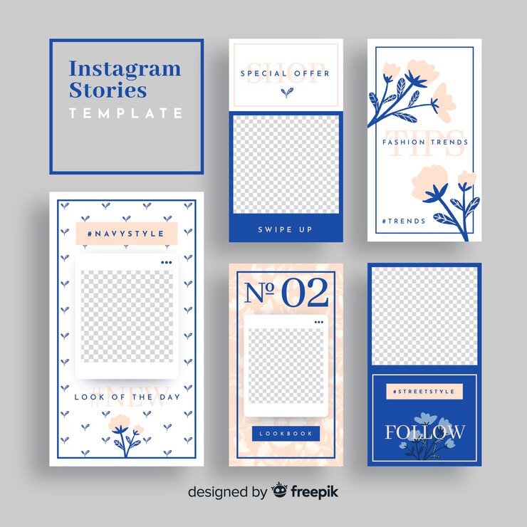 Free Vector instagram stories template with empty frame