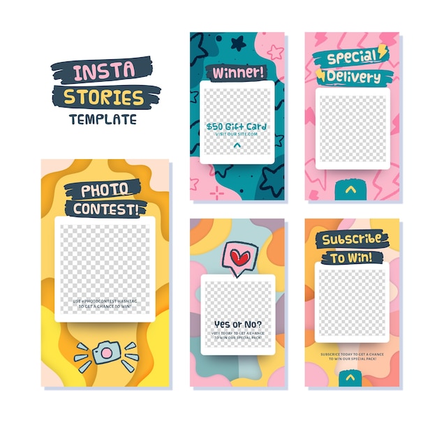 Free vector instagram stories template with empty frame