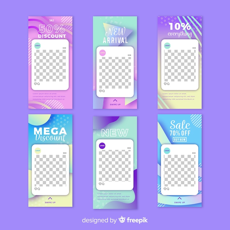 무료 Vector 빈 프레임 instagram 이야기 템플릿