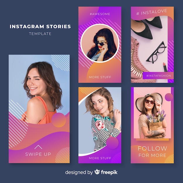 Vettore gratuito modelli di storie di instagram