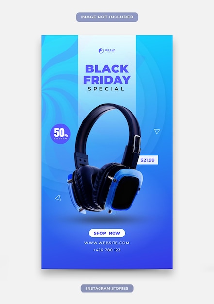 ガジェットまたは製品販売のための青い色と動的な背景を持つinstagramストーリー プレミアムベクター