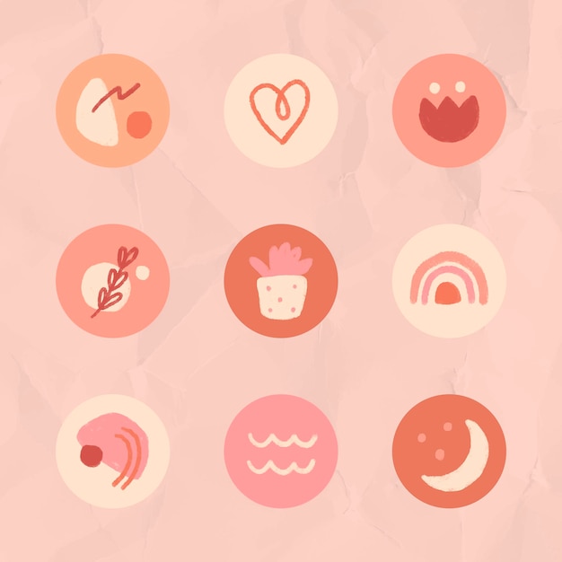 Free vector instagram story highlights icons set