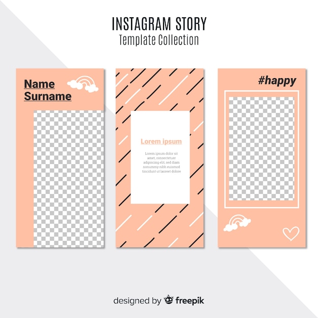 Vettore gratuito raccolta di modelli di storie instagram