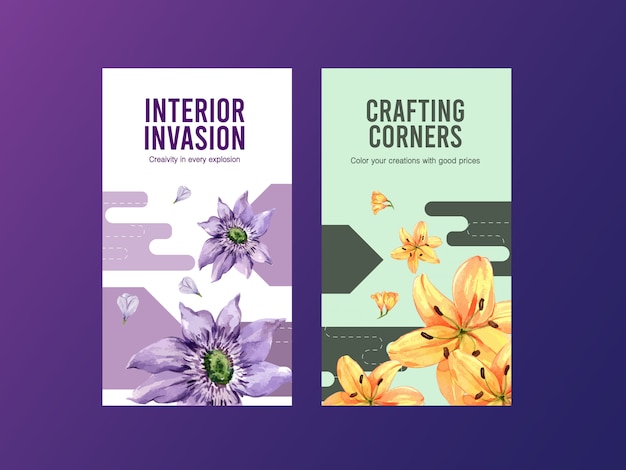 Instagram story template with spring flowers