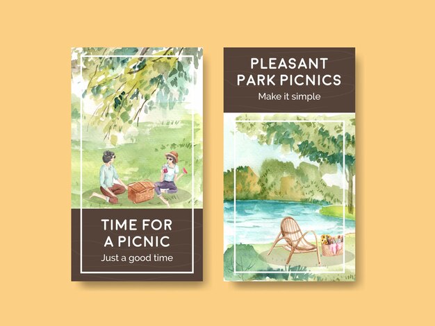 Instagram template set with picnic travel concept