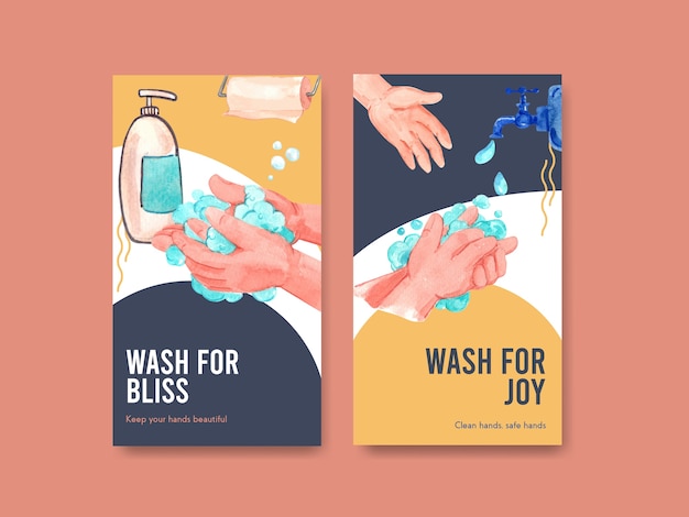 Free vector instagram template with global handwashing day concept design