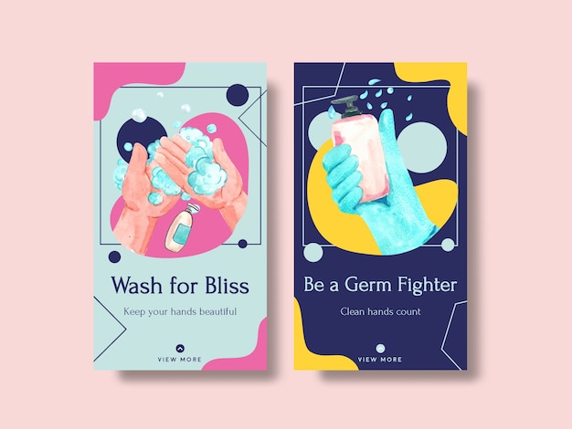 Instagram template with global handwashing day concept design