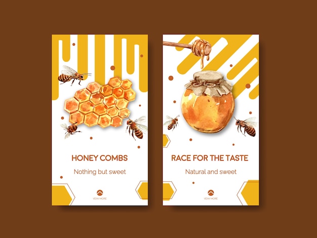 소셜 미디어 수채화를위한 꿀이 든 Instagram 템플릿