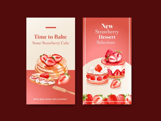 Instagram template with strawberry baking design