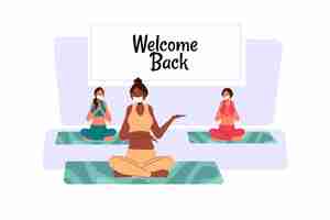 Free vector instructor welcomes back to classes illustration