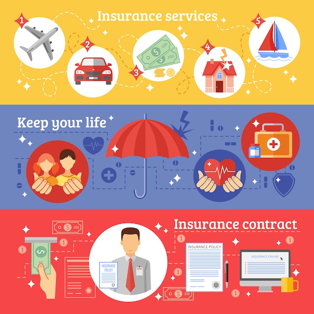 Free vector insurance banners set