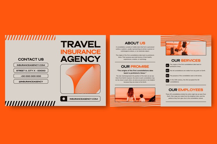 Free Vector insurance bifold brochure template design