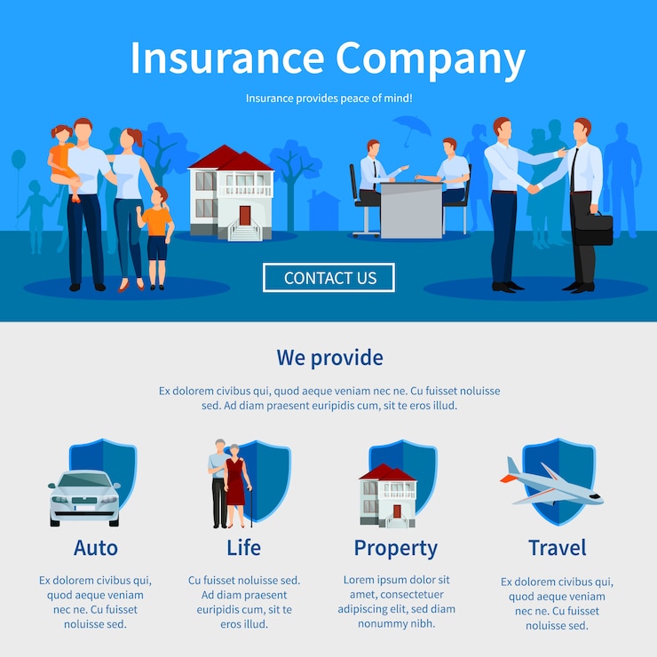 Free Vector insurance company one page website