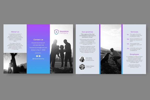 Insurance company trifold brochure template