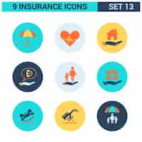 Free vector insurance icons set