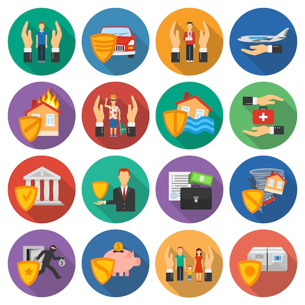 Free vector insurance icons set