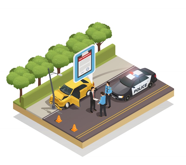 Free vector insurance isometric composition