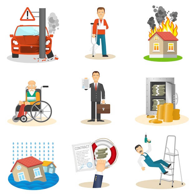 Free vector insurance and risk icons