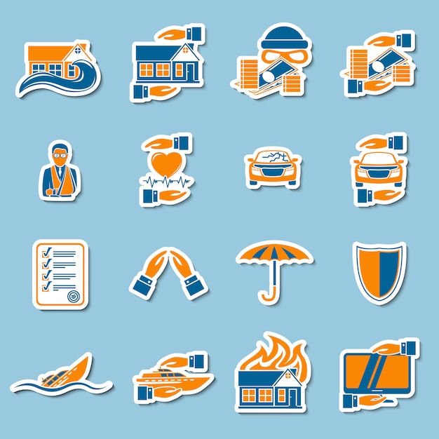 Free vector insurance security stickers collection