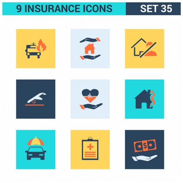 Free vector insurance square icons set