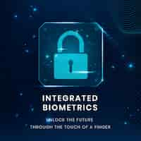 Free vector integrated biometrics technology template with lock icon