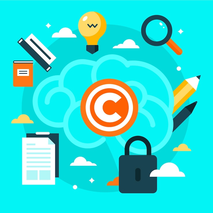 Free Vector intellectual property elements and padlock