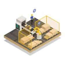 Free vector intelligent automated manufacturing isometric composition