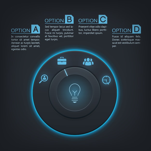 Free vector interactive infographic template with four steps,