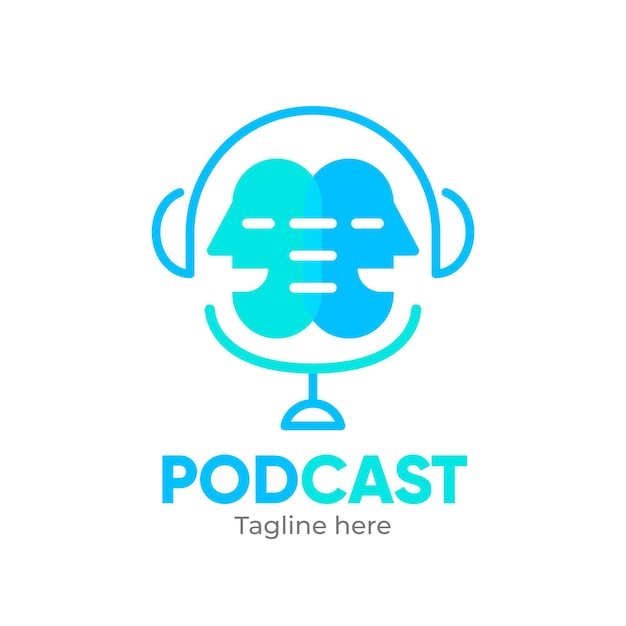 Free vector interesting podcast logo template