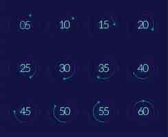 Free vector interface countdown set with modern technology symbols realistic isolated