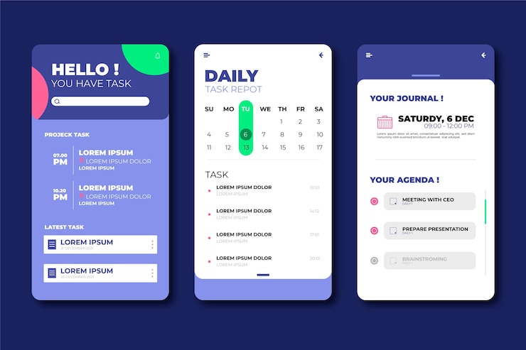 Free Vector interface for task management application